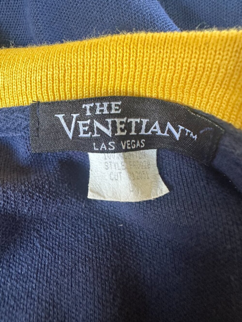 Vintage Venetian Hotel Las Vegas Men's Blue Yellow Polo Shirt Large Cotton - Picture 2 of 5